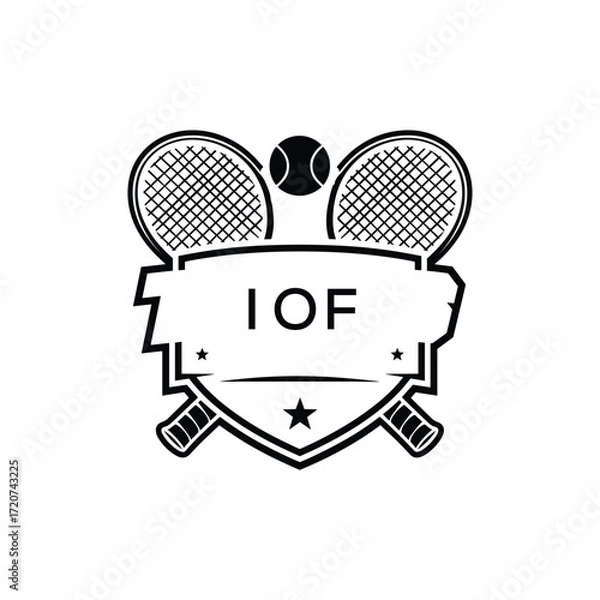 Fototapeta IOF Tennis Company logo. IOF Racket and Ball logo design for entrepreneur and business. IOF Athletic Branding best icon.
