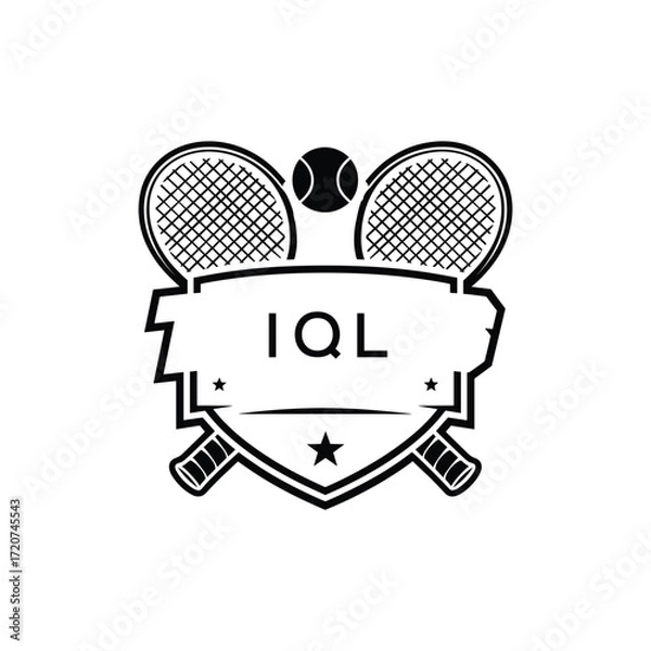 Obraz IQL Tennis Company logo. IQL Racket and Ball logo design for entrepreneur and business. IQL Athletic Branding best icon.
