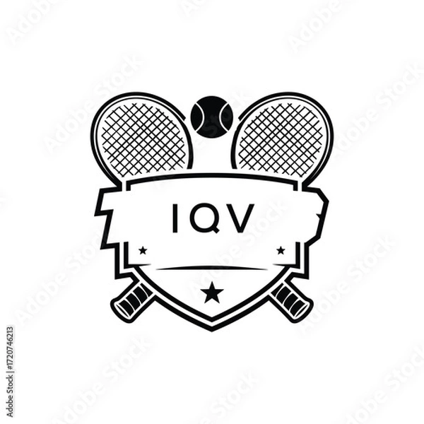 Fototapeta IQV Tennis Company logo. IQV Racket and Ball logo design for entrepreneur and business. IQV Athletic Branding best icon.
