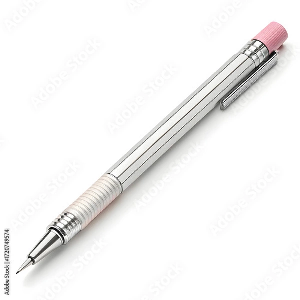 Fototapeta A sleek mechanical pencil isolated on a white background, ideal for precise writing, sketching, technical drawing