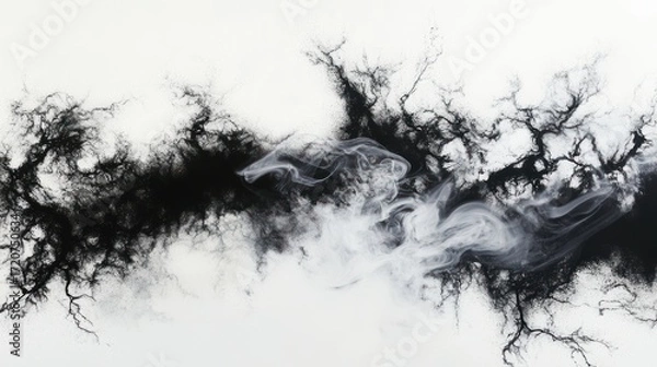 Fototapeta Abstract Ink Monochrome Landscape: A Dance of Black and White