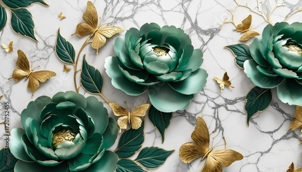 Obraz 3D Green Peony Wallpaper