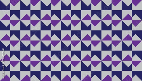 Obraz Seamless geometric pattern with alternating purple and navy blue diamond shapes on a light gray background