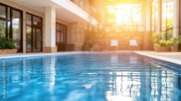 Fototapeta Tranquil Indoor Swimming Pool with Sunlight Reflections on Water