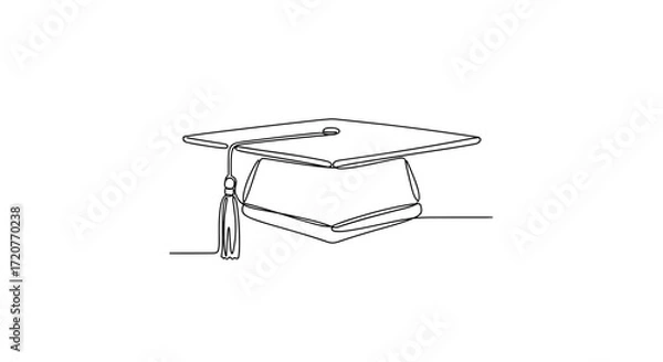 Fototapeta Graduation cap in minimalist style with tassel  