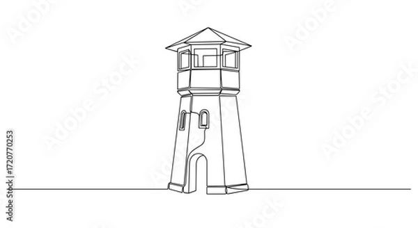 Fototapeta Outline illustration of a simple lighthouse design  