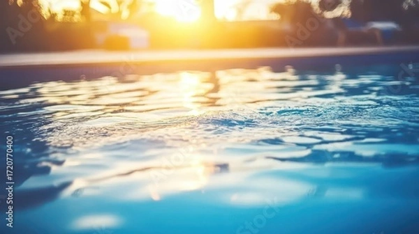 Fototapeta Tranquil Sunset Reflection in Swimming Pool Water Surface