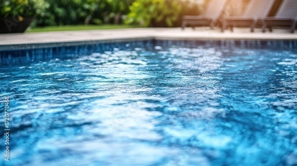 Fototapeta Tranquil Swimming Pool with Sparkling Blue Water and Sunlight