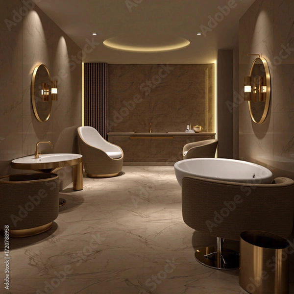 Fototapeta modern bathroom interior with bathtub