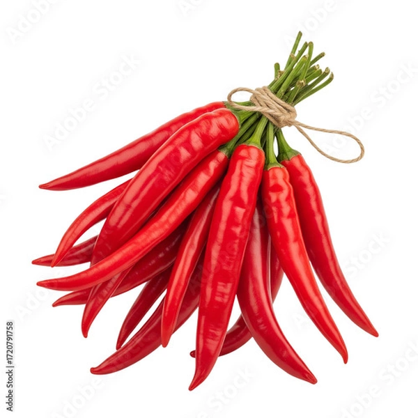Fototapeta Red Chili Peppers Bundle, isolated on transparent background	
