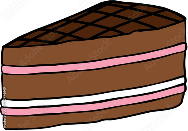 Obraz Chocolate Strawberry Cake Slice Illustration