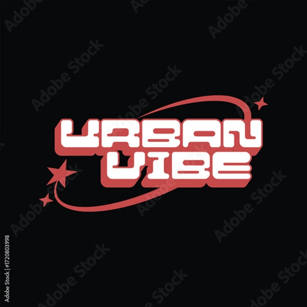 Fototapeta Urban Vibe logo design with red and white color scheme and retro style stars