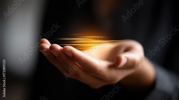 Obraz Gentle Hand with Conceptual Light Representing Innovation and Hope