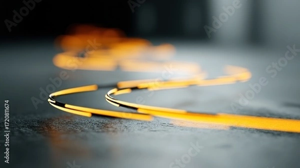 Obraz Bright Orange Light Trail on Dark Surface with Soft Focus Effect