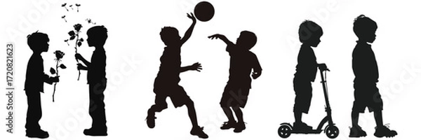 Fototapeta silhouette set of people in different activities and poses
