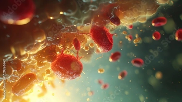 Fototapeta Parasitic organisms infecting cells within a host organism.