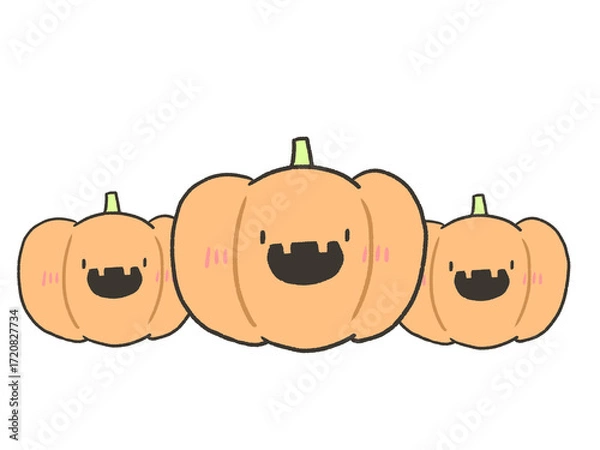 Fototapeta 横に並ぶ笑顔のジャックオランタン