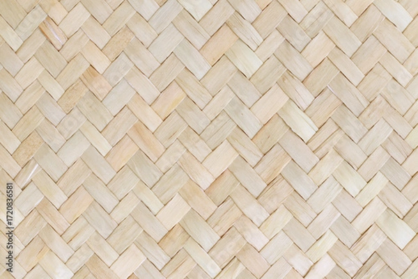 Fototapeta Pattern of reed weaving mat with vintage style for background and design art work.