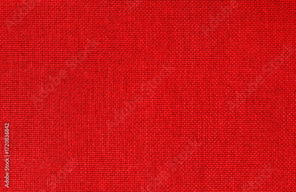 Fototapeta Dark red linen fabric cloth texture background, seamless pattern of natural textile.