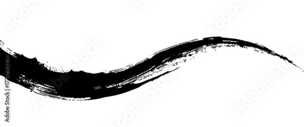 Fototapeta Vector style black ink brush stroke on white abstract background 