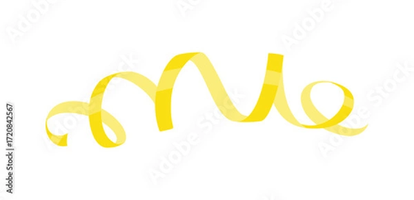 Fototapeta Yellow serpentine streamer isolated on white background. Vector cartoon flat illustration.