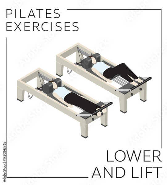 Fototapeta Pilates Exercise Lower and Lift on the Reformer Vector