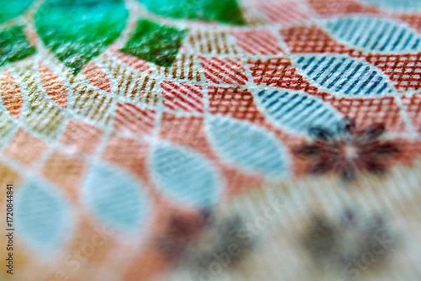 Fototapeta Abstract Textile Pattern with Colorful Designs and Textured Details