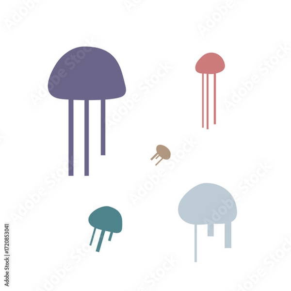 Fototapeta Jellyfish logo icon sign silhouette Modern creative abstract design App minimal simple style Template brand product Fashion print for clothes greeting invitation card flyer banner poster cover book ad
