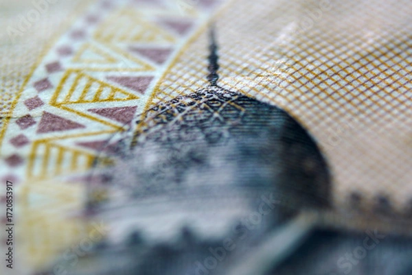 Fototapeta Close-Up View of Intricate Details on Currency Banknote Design