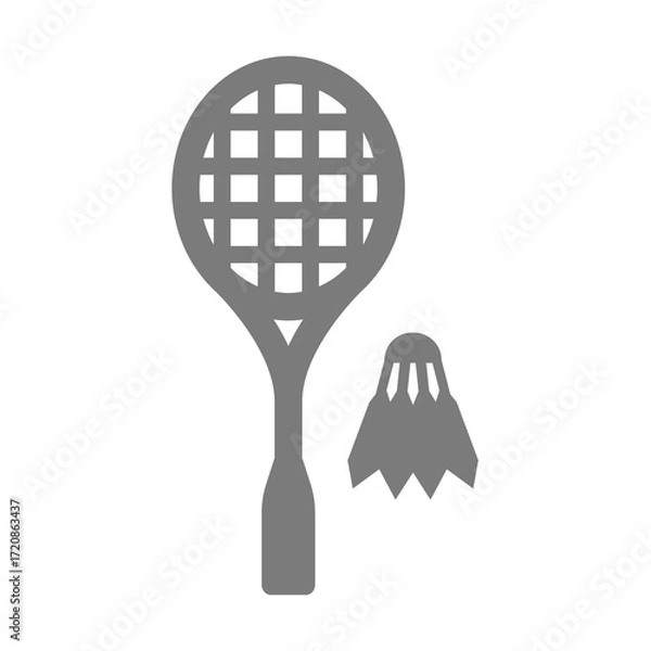 Fototapeta Badminton game vector icon. Racquet or racket with shuttlecock or shuttle.