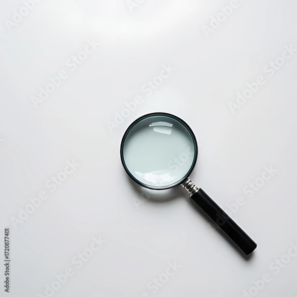 Fototapeta Magnifying glass on a clean desk background