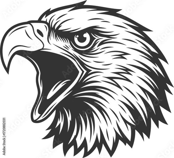 Obraz Screaming eagle head mascot vector silhouette illustration