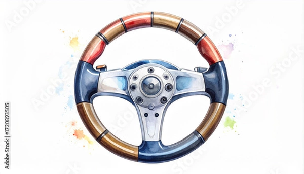 Fototapeta A Simple F1 Steering Wheel Seen from Above