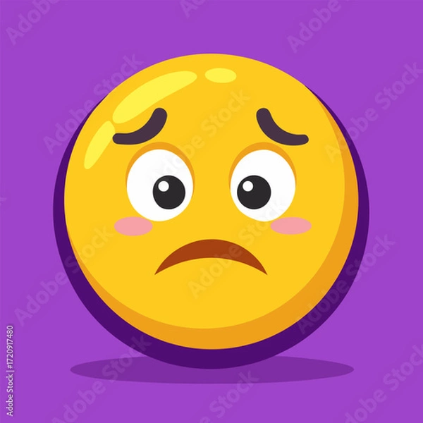 Fototapeta Sad pleading emoji face with big expressive eyes and downward curve mouth