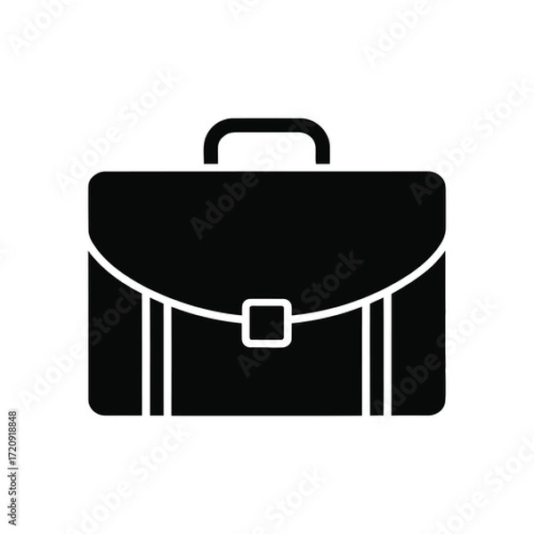 Obraz Simple black briefcase icon represents business travel professionalism and important documents