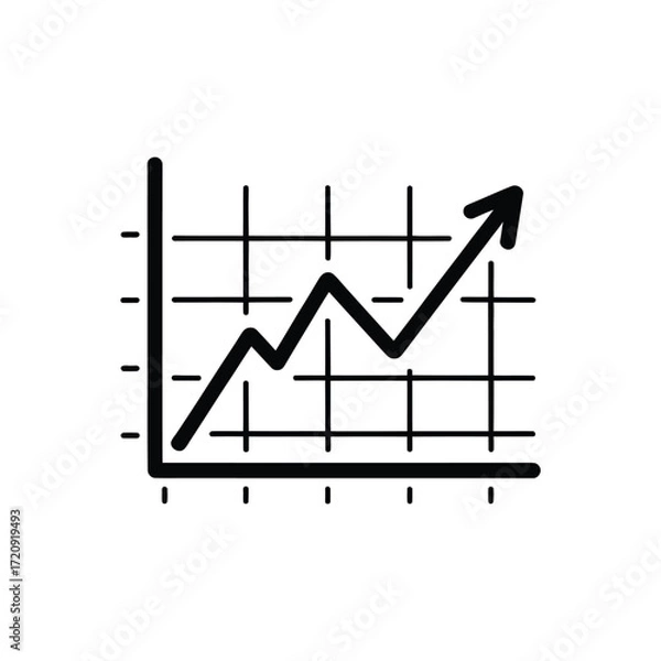 Obraz Hand drawn upward trend line graph illustrating business growth and financial success