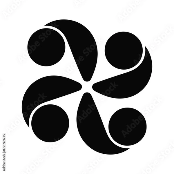 Obraz Abstract swirls and circles forming a dynamic four-pointed star shape