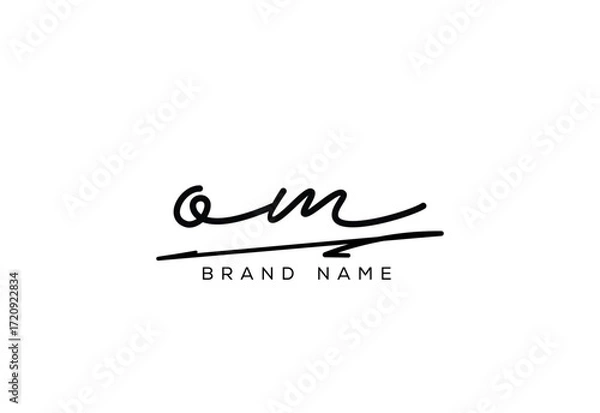 Fototapeta OM letter elegant cursive signature beauty handwriting logo.