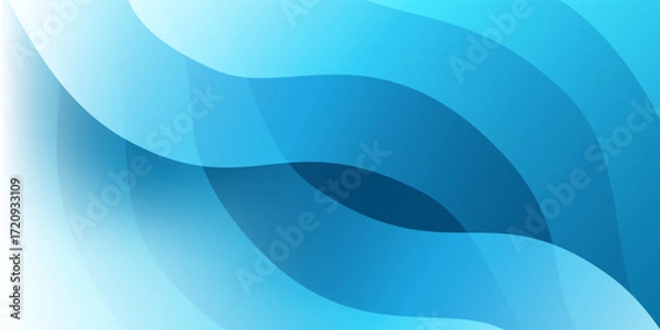 Fototapeta Abstract bright wavy background with translucent wavy, curvy shapes, soft gradient colors in blue and white. Modern flowing design, perfect for digital art, presentations, or contemporary decoration.
