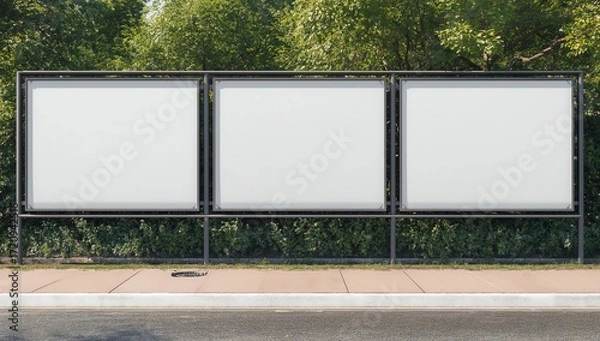 Fototapeta Empty  blank outdoor advertising billboards 