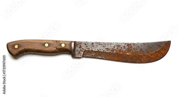 Fototapeta A rusty machete, isolated on white background