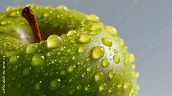 Obraz green apple with water drops