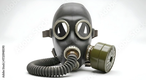 Fototapeta A single gas mask, isolated on a white background