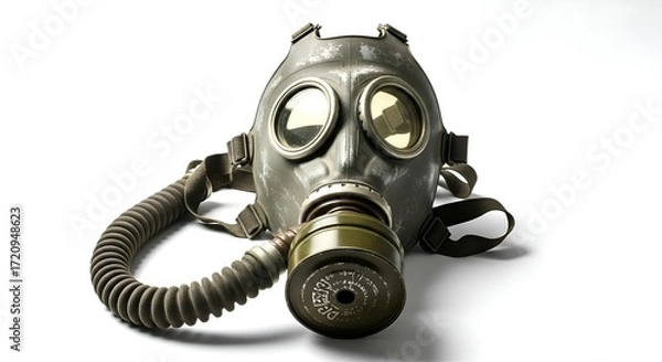 Fototapeta A single gas mask, isolated on a clean background