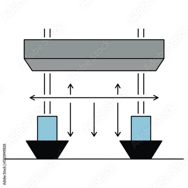 Fototapeta Column and Slab Load Distribution System – Structural Engineering Vector Illustration, column, reinforcement, construction