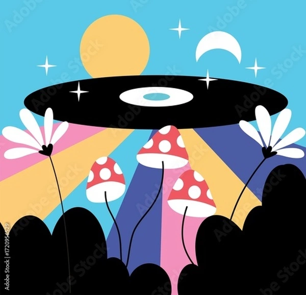 Fototapeta abstract vector background with clouds