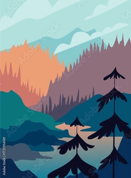 Obraz mountain landscape with clouds