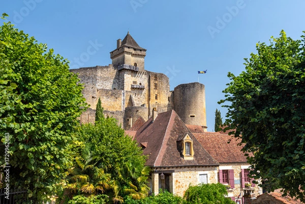 Obraz The Castle of Castelnaud, a medieval fortress in the commune of Castelnaud-la-Chapelle, overlooking the river Dordogne in Périgord, southern France.