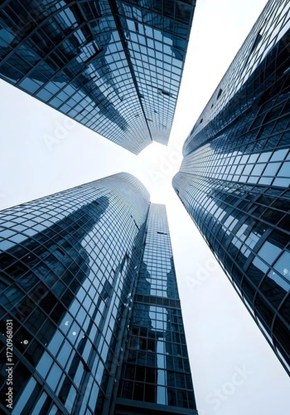 Fototapeta Low shot of visual dynamics of modern glass building background | wallpaper 