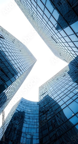 Fototapeta Low shot of visual dynamics of modern glass building background | wallpaper 